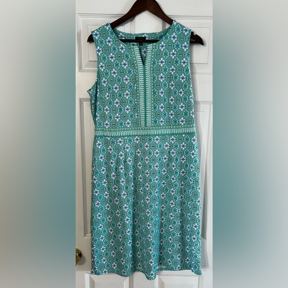 Talbots Green and Blue Patterned Jersey dress